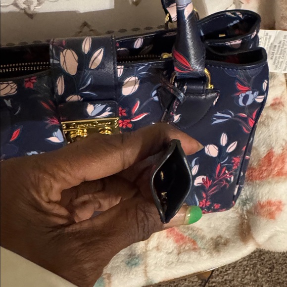 Navy Floral Satchel Deaper James bag - Picture 3 of 4